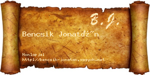 Bencsik Jonatán névjegykártya