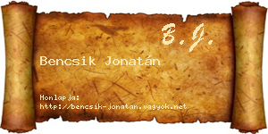 Bencsik Jonatán névjegykártya